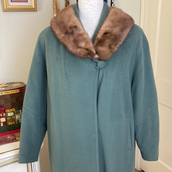 Vintage 40s Winter Coat Fur Trim XL - Picture 3 of 14